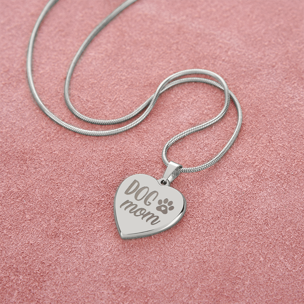 Dog Mom Necklace, Stainless Steel and 18K Yellow Gold Plated