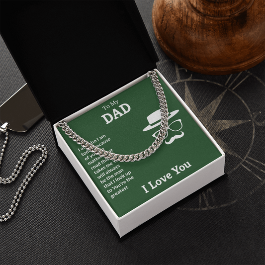 To My Dad Cuban Link Chain Necklace – 18K Yellow Gold Finish – Sentimental Gift Jewelry for Father from Son or Daughter – Birthday, Father's Day, Christmas Gift for Dad