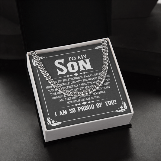 To My Son Gift From Mom, Cuban Link Chain Necklace, Graduation Birthday Gift For Son From Mom