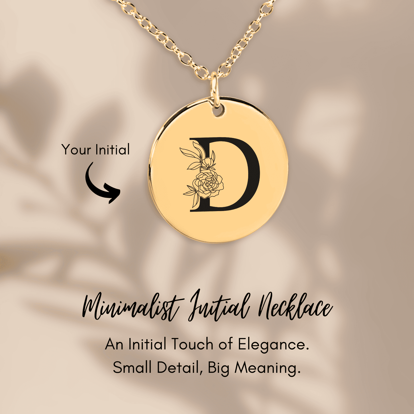 Floral Initial Necklace – D