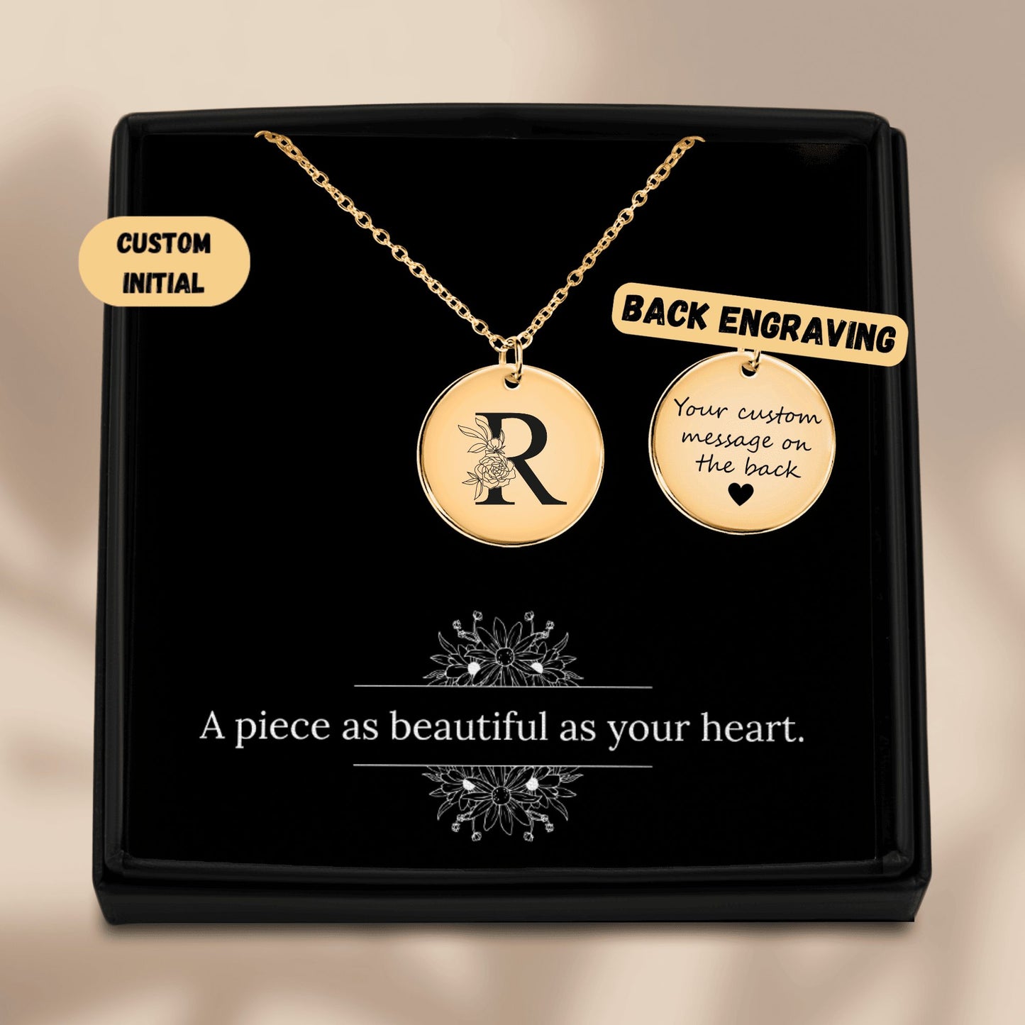 Floral Initial Necklace – R