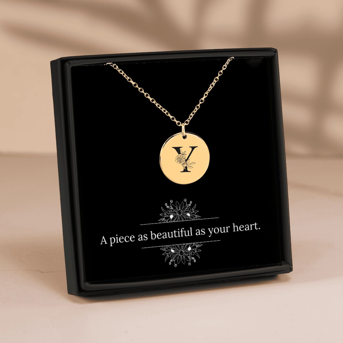 Floral Initial Necklace – Y