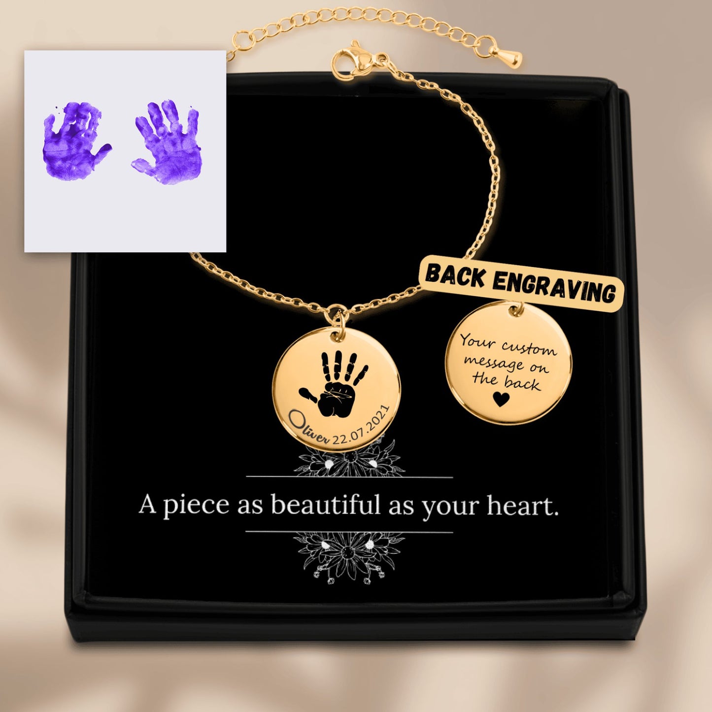 Hand Print Coin Bracelet