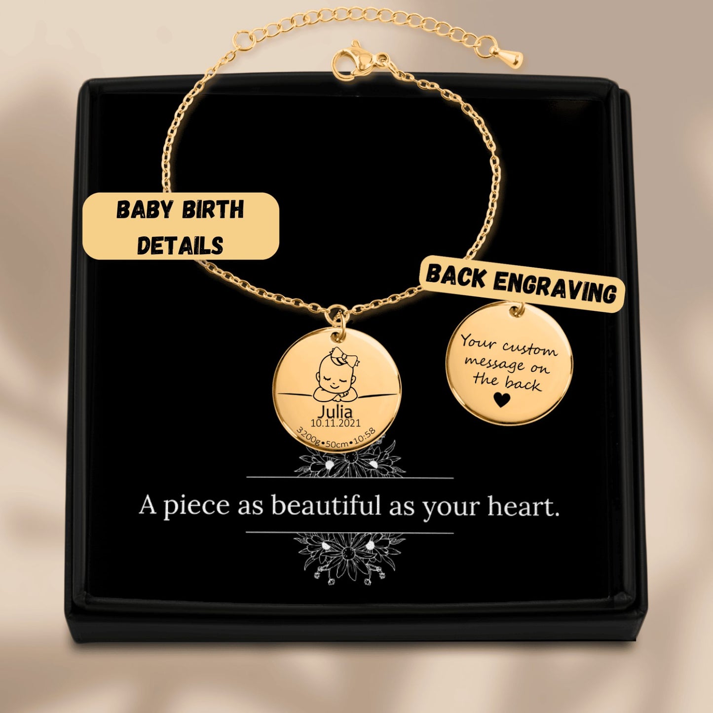 Baby Birth Coin Bracelet