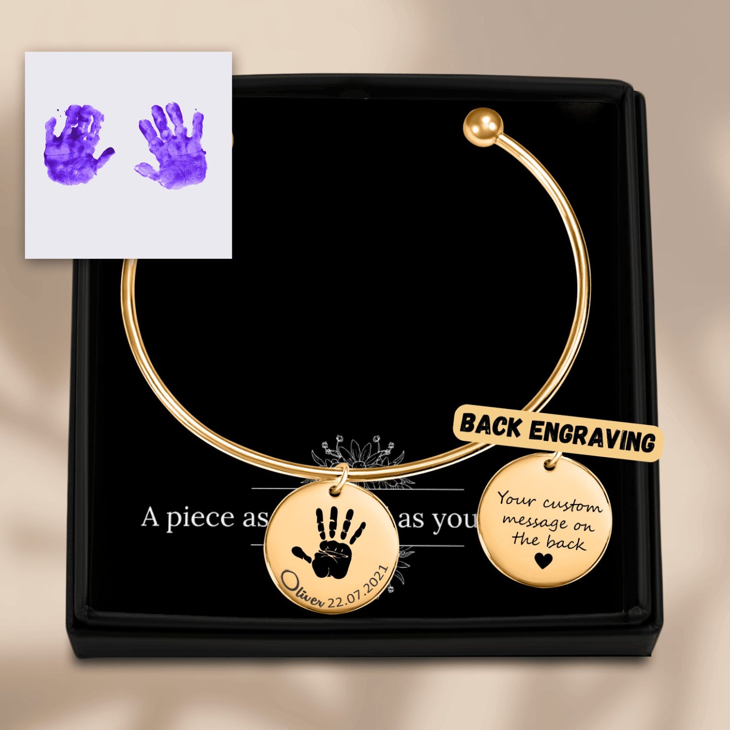 Actual Hand Print Coin Bangle