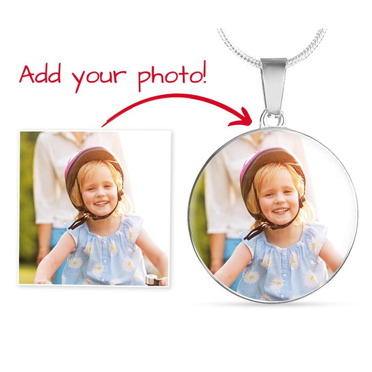 Custom Photo Circle Necklace with Optional Engraving
