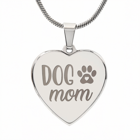 Dog Mom Necklace, Stainless Steel and 18K Yellow Gold Plated