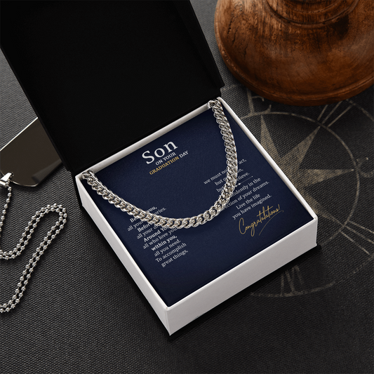 Class of 2026 Graduation Gift For Son, Cuban Link Chain Necklace, Men's Necklace
