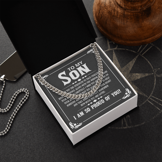 To My Son Gift From Mom, Cuban Link Chain Necklace, Graduation Birthday Gift For Son From Mom