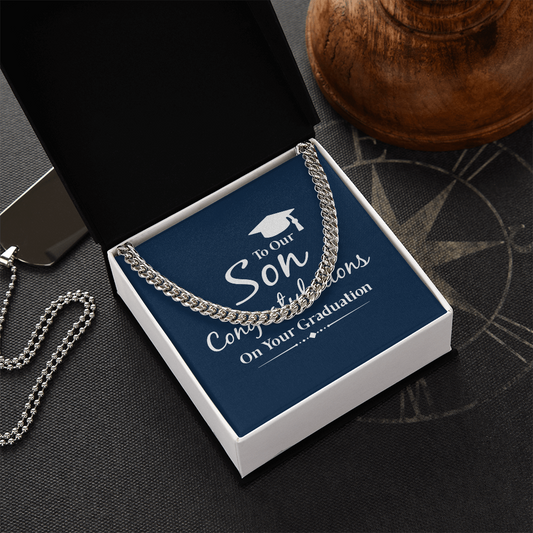 Class of 2025 Graduation Gift For Son, Cuban Link Chain Necklace For Son, Graduation Gifts For Son From Mom and Dad