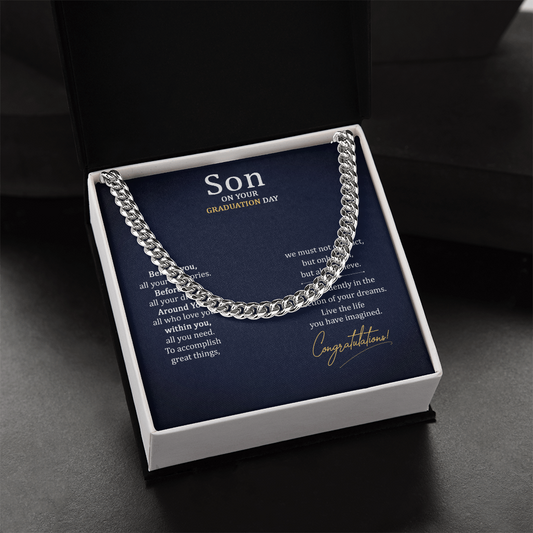 Class of 2026 Graduation Gift For Son, Cuban Link Chain Necklace, Men's Necklace