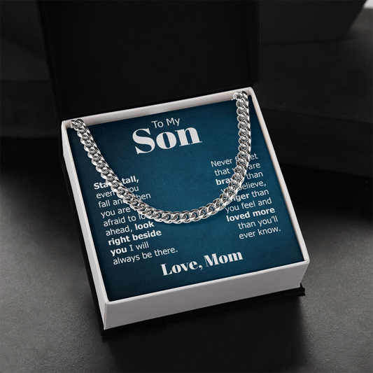 To My Son Gifts From Mom, Cuban Link Chain Necklace, Graduation, Birthday, Valentine's Day Gift For Son From Mom