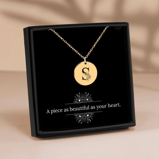 Floral Initial Necklace – S